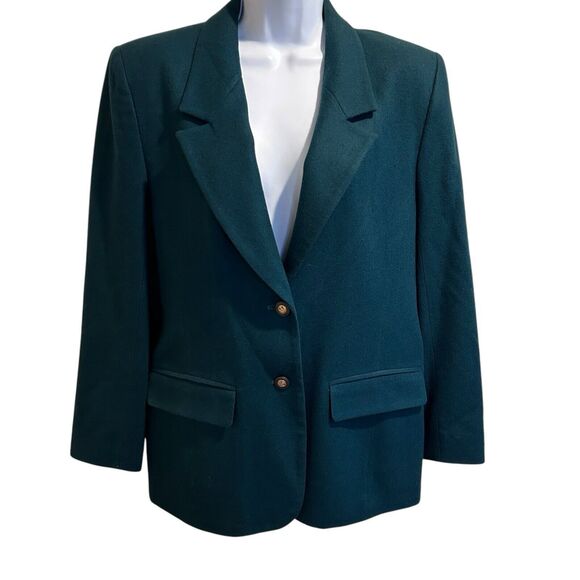 Pendleton Blazer Wool Jacket Coat Womens Size 8 Two Button Lined Collared Green - Picture 1 of 9